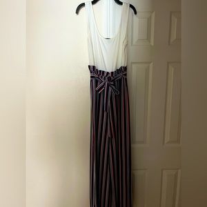 Beautiful paper bag striped jumpsuit!